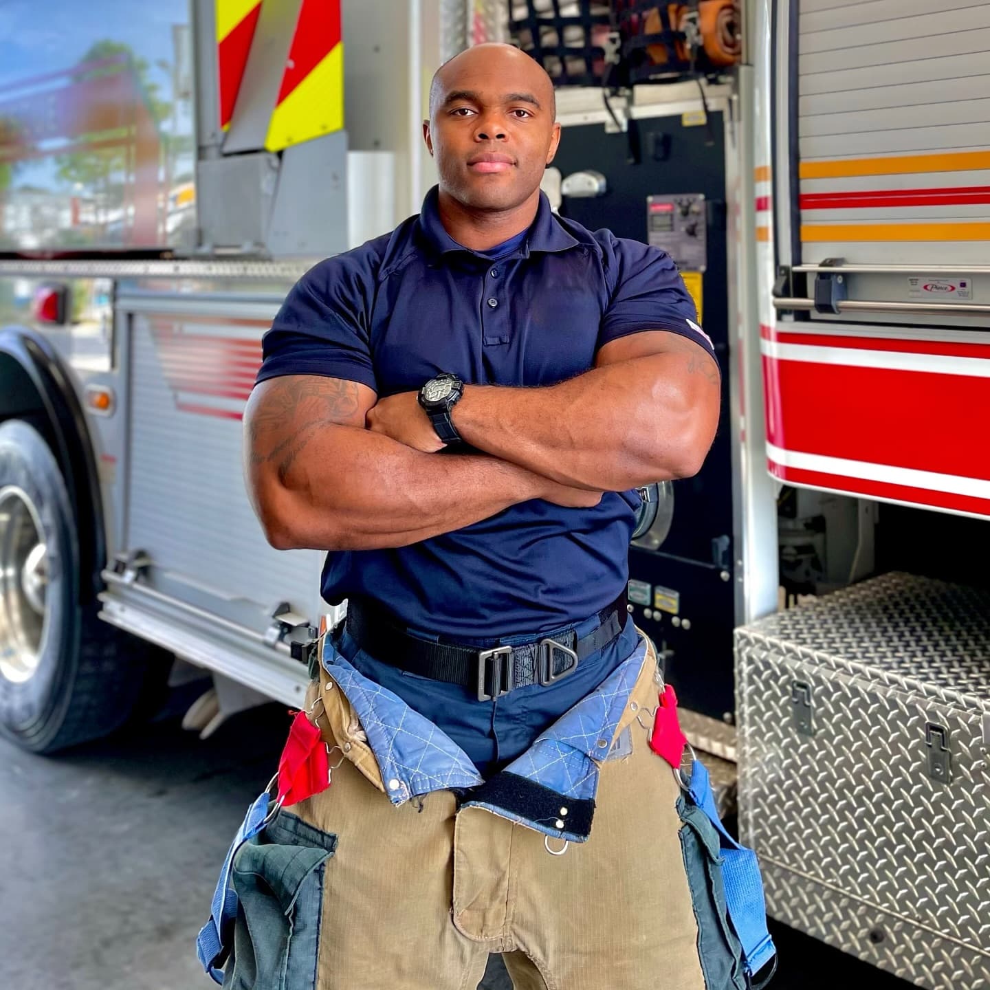Bernard Taylor In Front of Firetruck